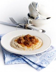 Red sauce lamb on tarhana mousse