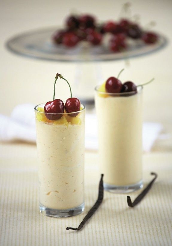 bavarouaz vanillia me mango kai kerasia