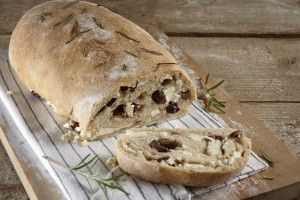 Stuffed bread with olives & feta cheese