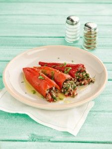 Stuffed Florina peppers with marinated anchovies and herbs