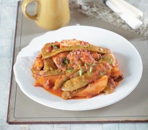Green beans, octopus and potato stew