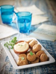 Cheese balls with feta and black olive pate
