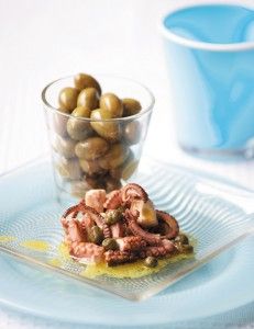 Octopus salad with caper and green olives