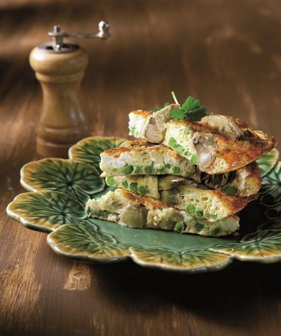 fritata me agkinares kai feta