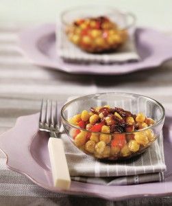 Chickpeas with red peppers and caramelized onions