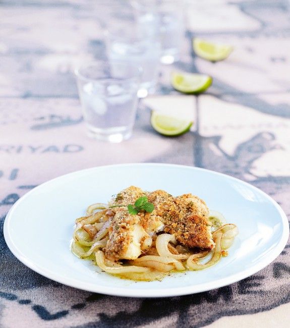 bakaliaros me aromata kouvas