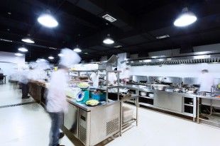 modern kitchen and busy chefs