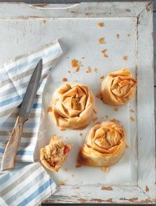 Greek salad “snail” pies