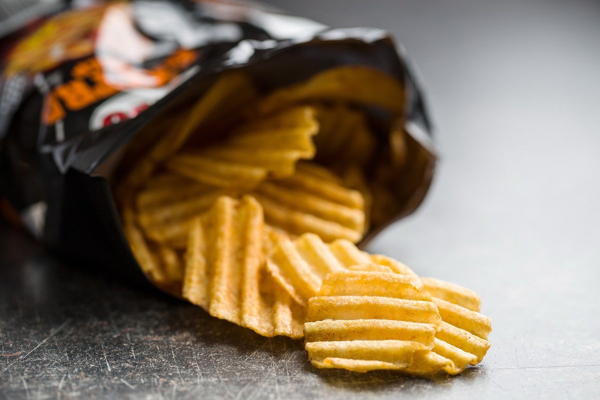 Crinkle cut potato chips.