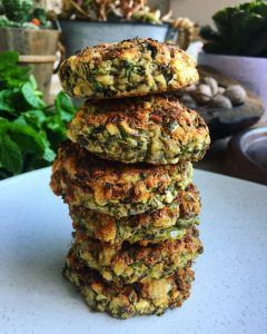 Mung bean, potato and zucchini mini burgers
