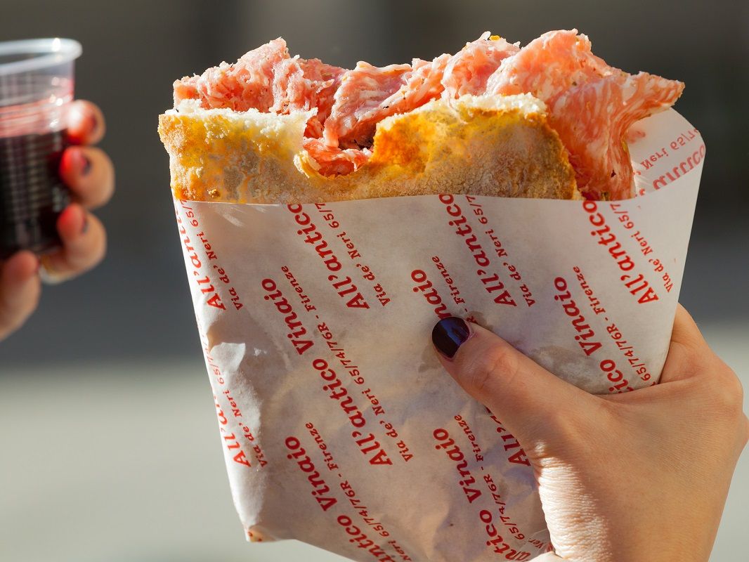 All’Antico Vinaio in Florence, Italy.