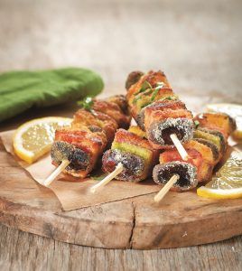 Large lima beans in skewers