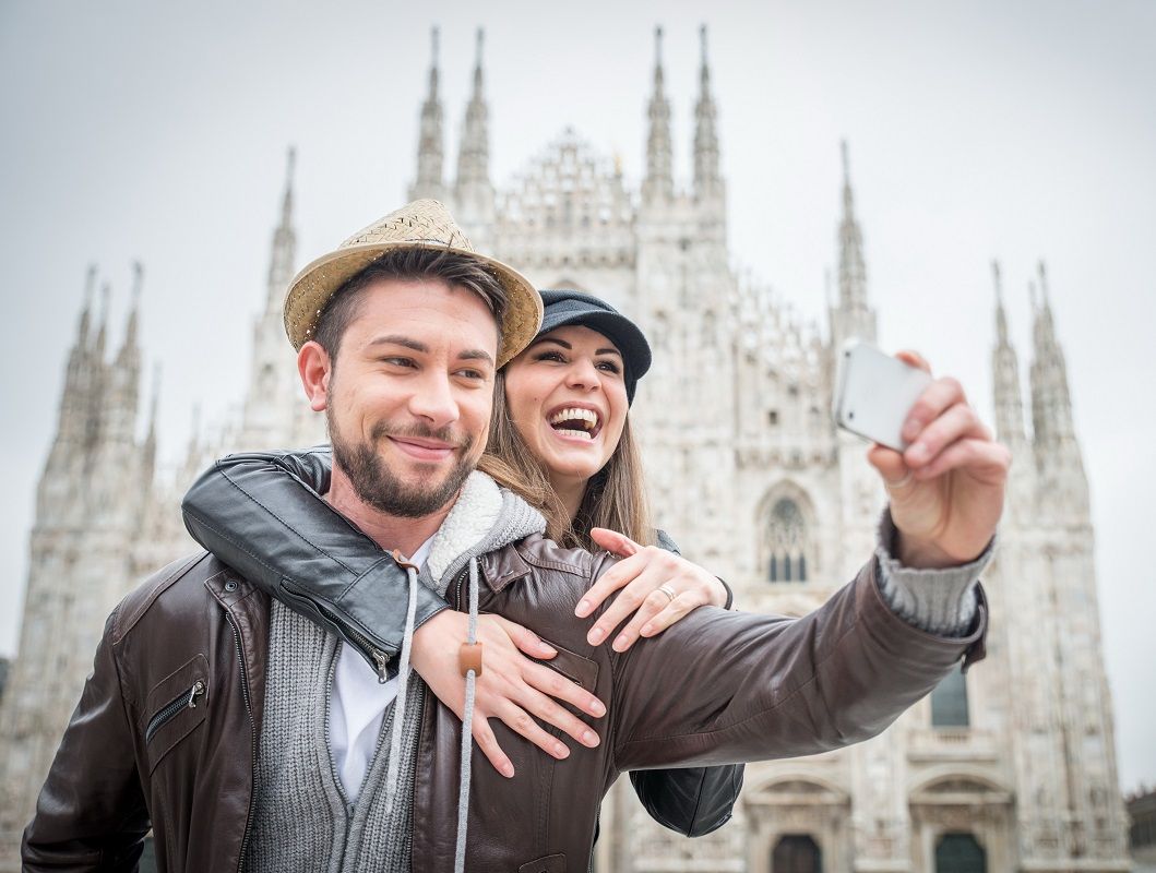 Tourists at Duomo cathedral,Milan