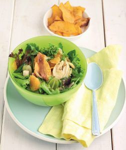 Fennel, orange, grape and pumpkin chips salad