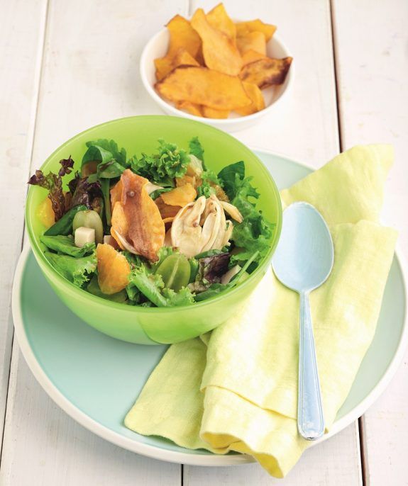 salata me chips kolokythas