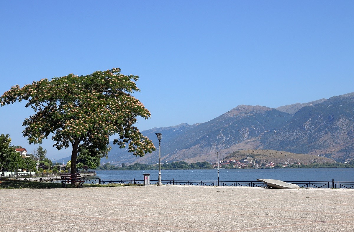 Ioannina lake and mountain Greece