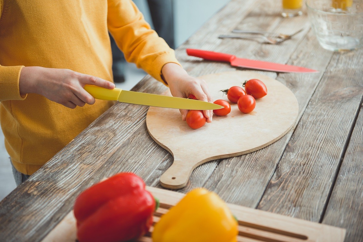 Little child preparing healthy meal