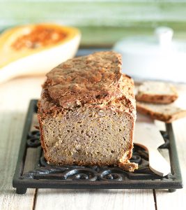 Red pumpkin, almonds, stevia and buckwheat bread
