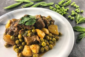 Beef with peas and potatoes