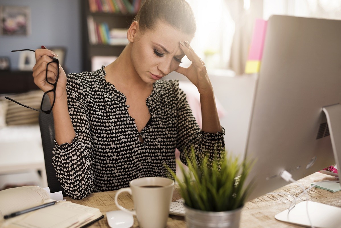 Exhausted after all day in the office