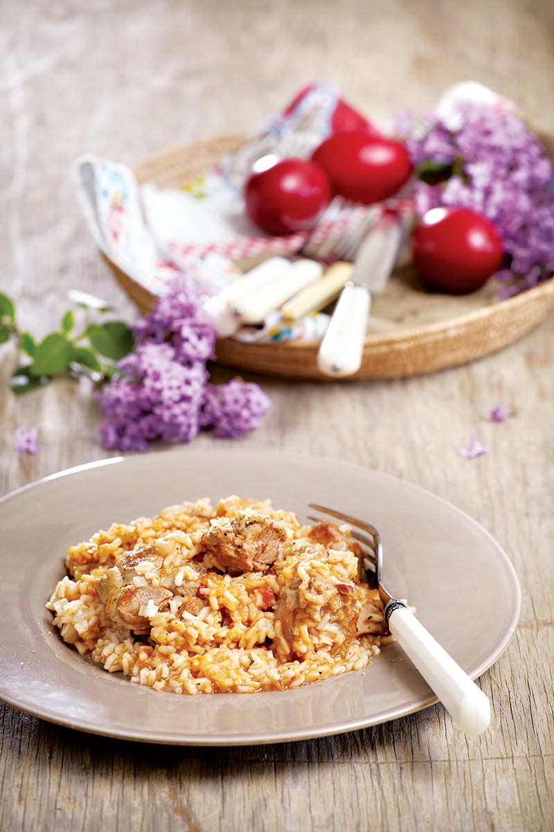 arnaki-kokkinisto-me-rizi