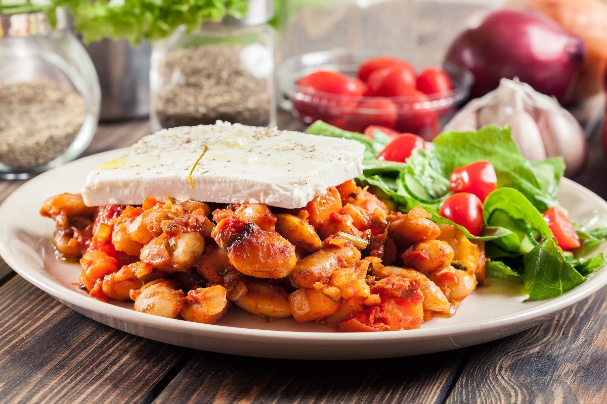 Baked giant beans with feta cheese