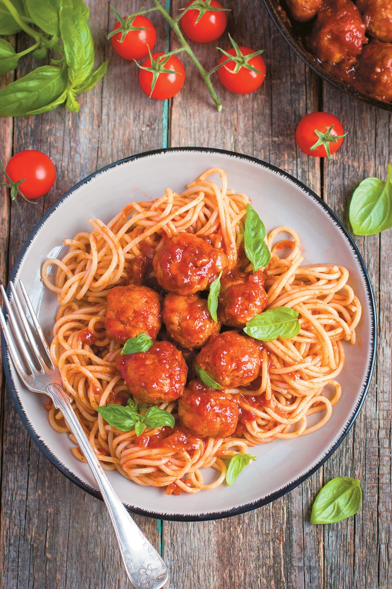 spaghetti-keftedakia