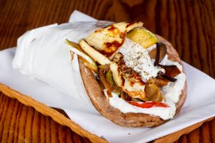 Vegetarian gyros with mushrooms