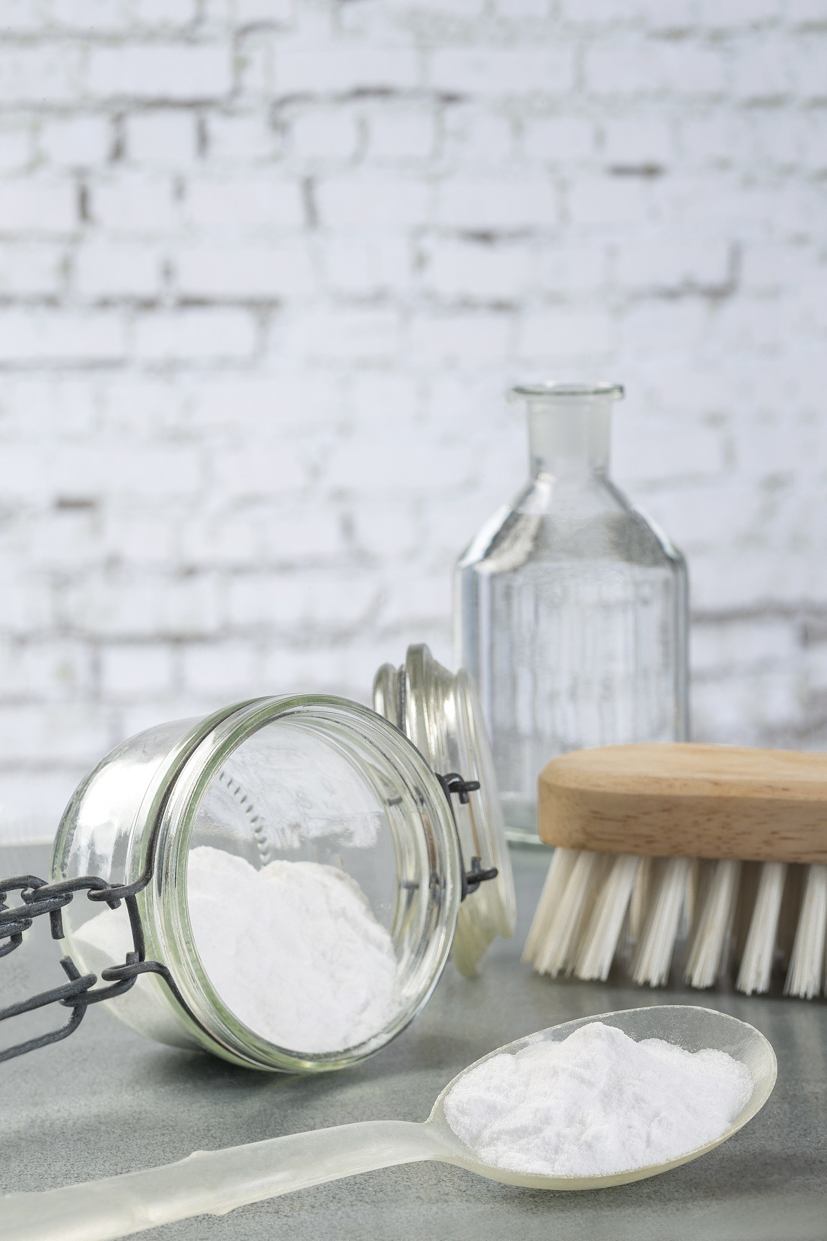 Natural cleaning tools lemon and sodium bicarbonate