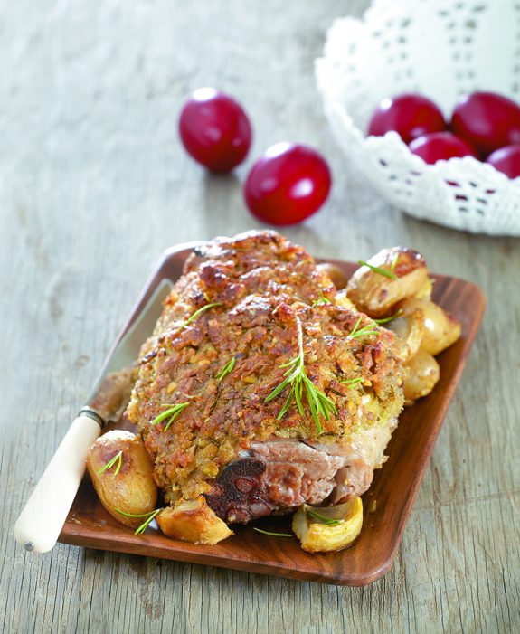 arnaki sto fourno me aromatiki krousta