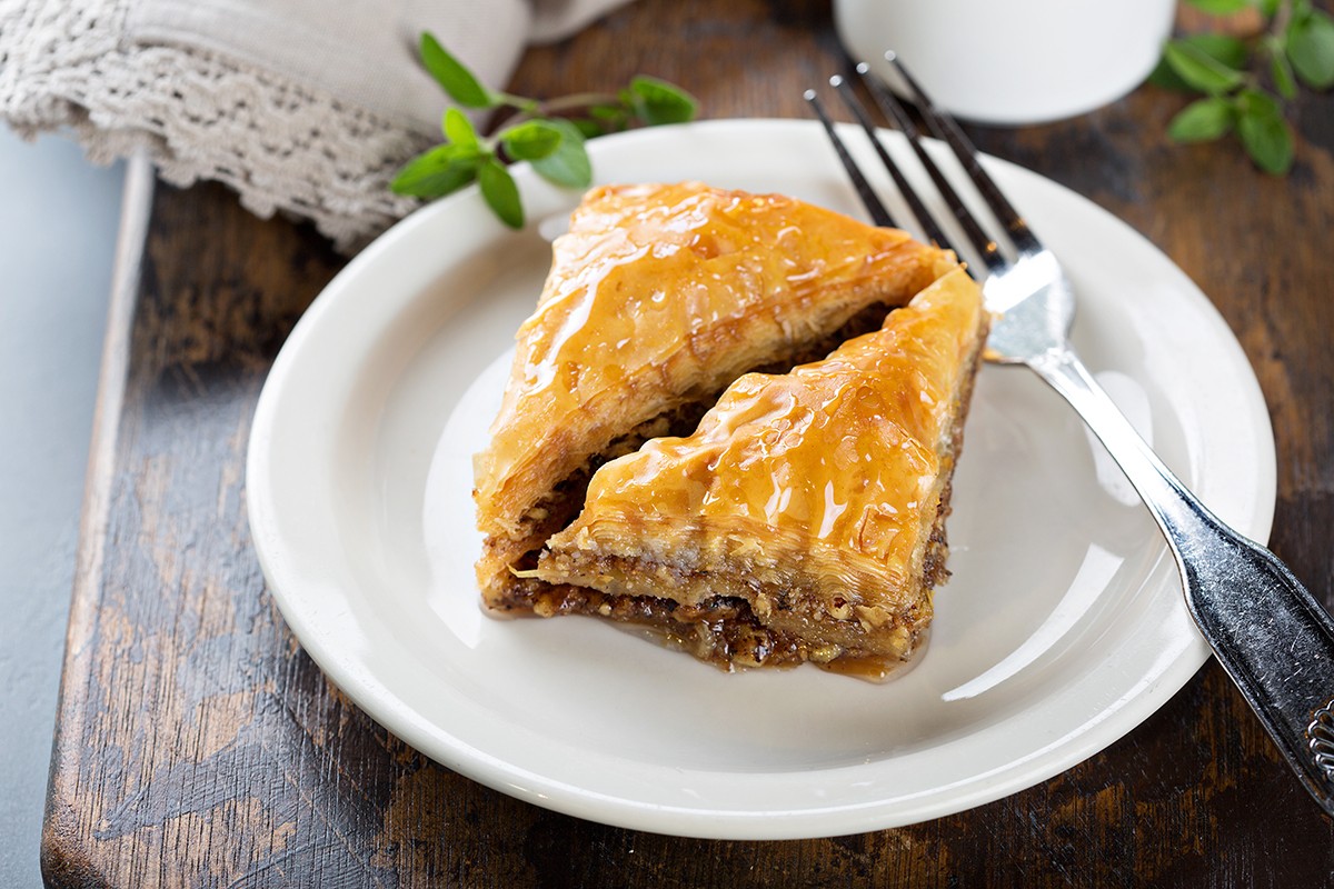 Baklava dessert on a plate