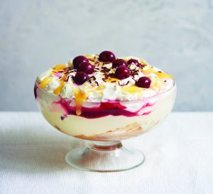 Trifle με κρέμα λεμονιού και βύσσινο