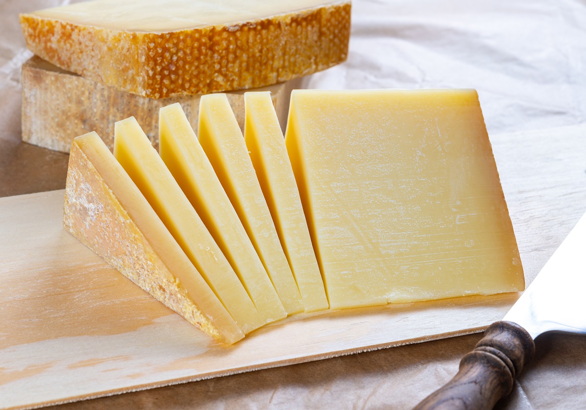 Cheese collection, French comte and Swiss gruyere cheeses