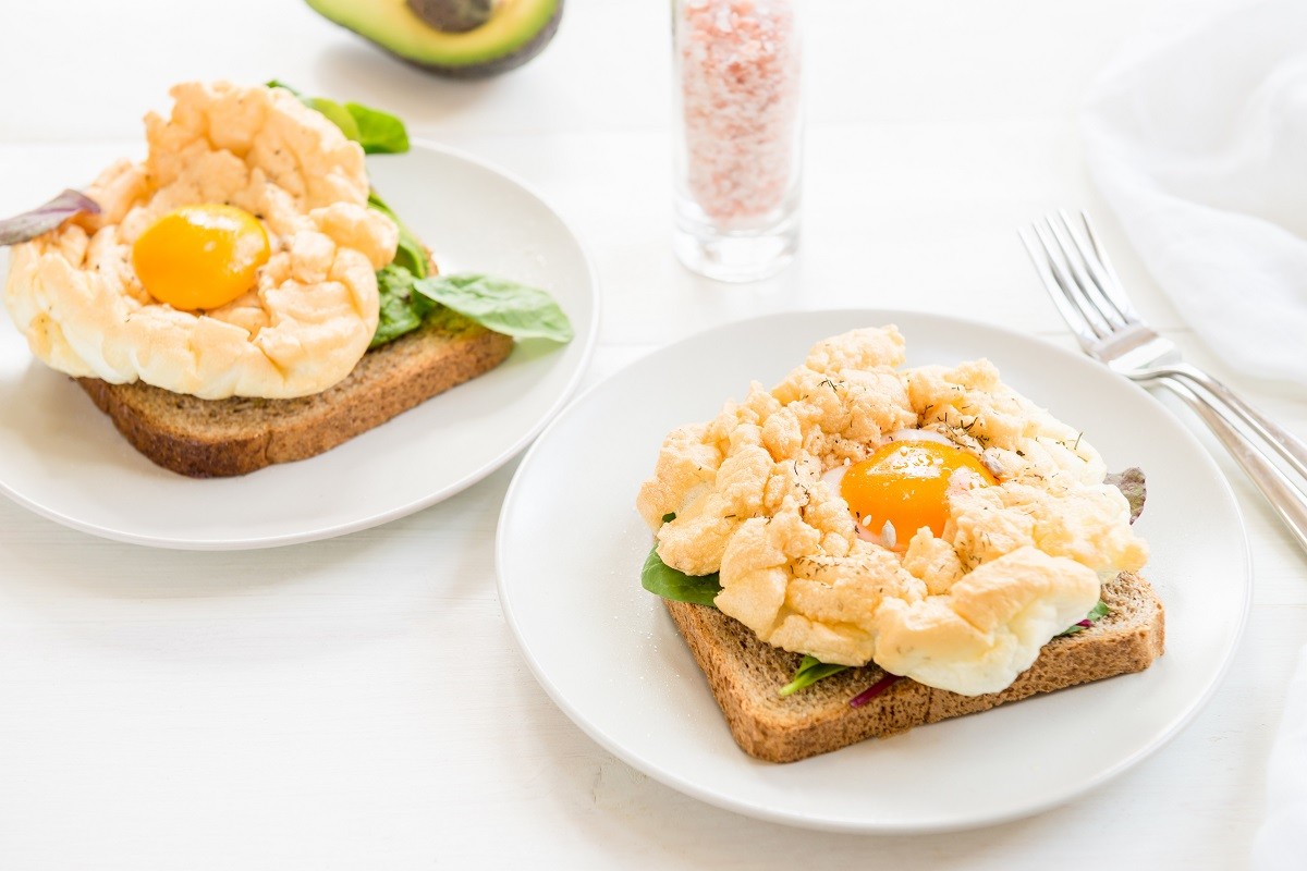 Breakfast with Wholemeal Bread Toast and Cloud Egg