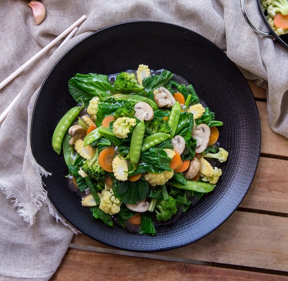 a plate healthy chinese food capcay