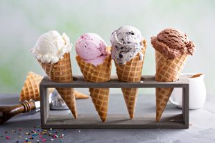 Variety of ice cream cones