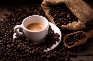 Coffee beans. Brewed, coffe