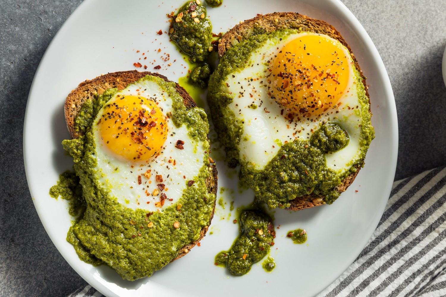 Healthy Organic Pesto Egg Toast