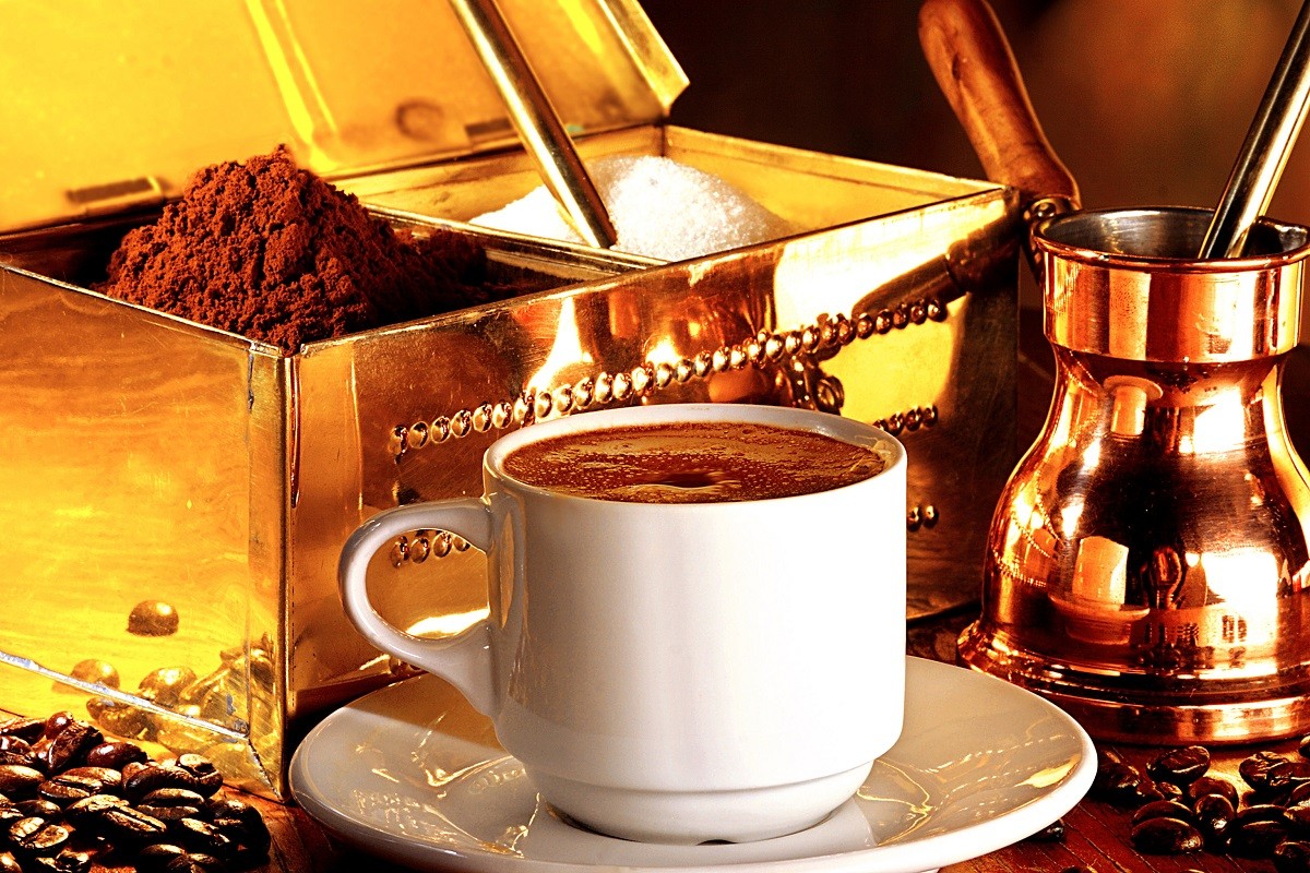 Traditional serving of turkish coffee