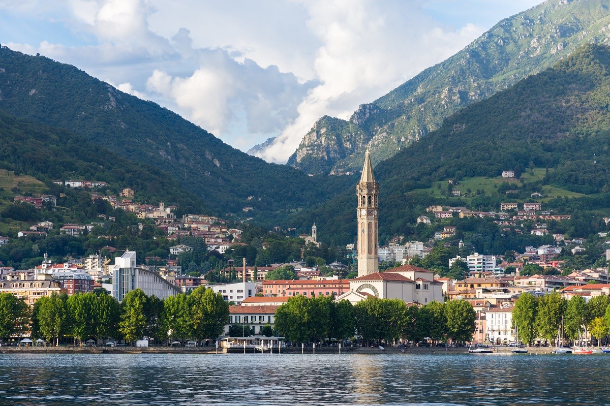 Panorama of Lecco with the mountains in the background