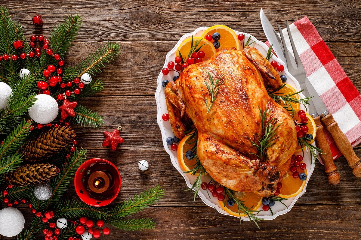 Christmas turkey. Traditional festive food for Christmas or Thanksgiving