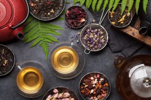 Set of herbal and fruit dry teas