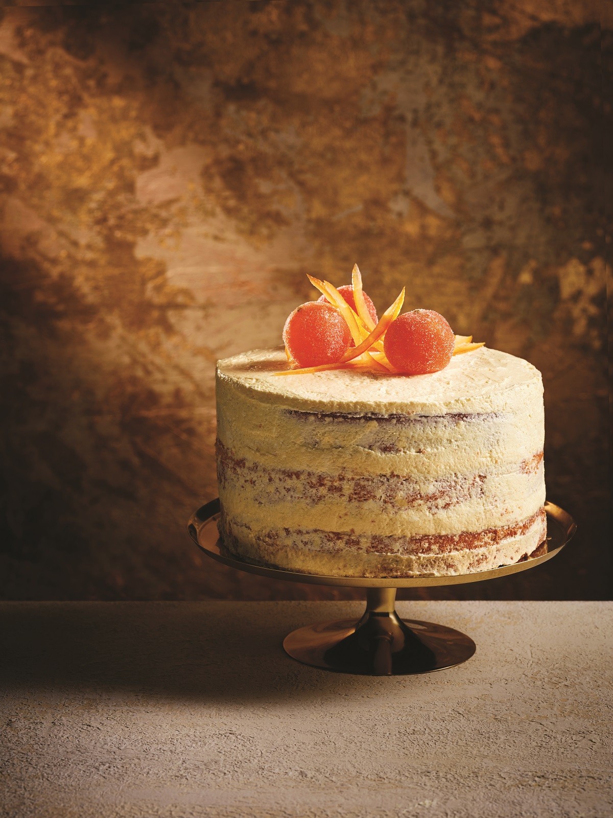 spiced brandy butter and candied orange cake