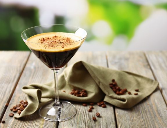 Espresso cocktail served on table