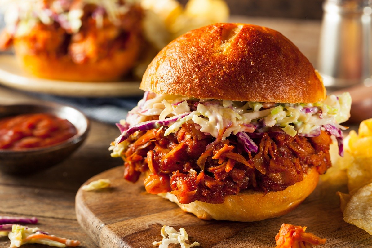 Homemade Vegan Pulled Jackfruit BBQ Sandwich