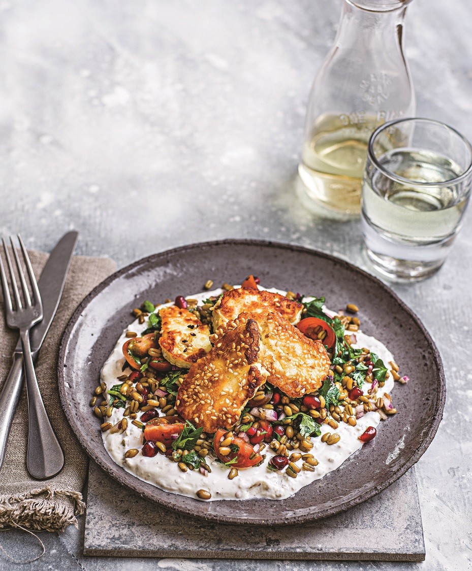 Honey and sesame halloumi