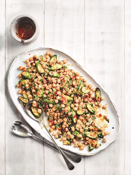 Roasted courgette, chickpea and lemon salad