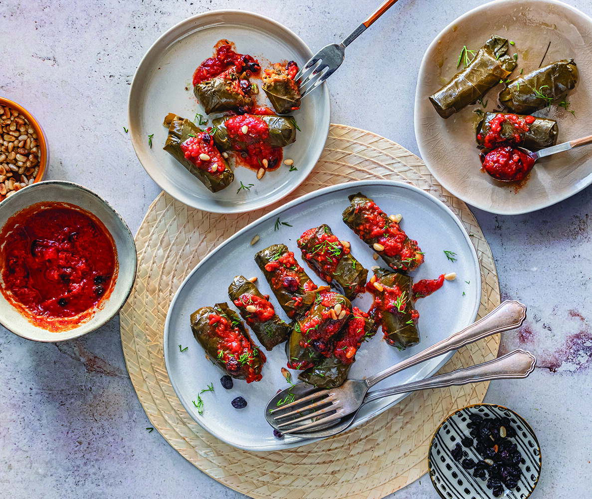 Dolmadakia me saltsa ouzou