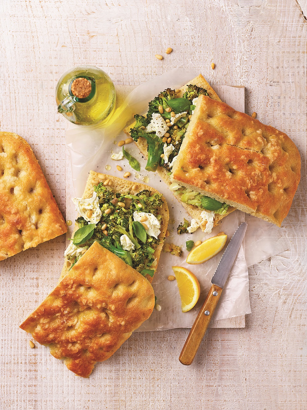 broccoli and mozarella focaccia