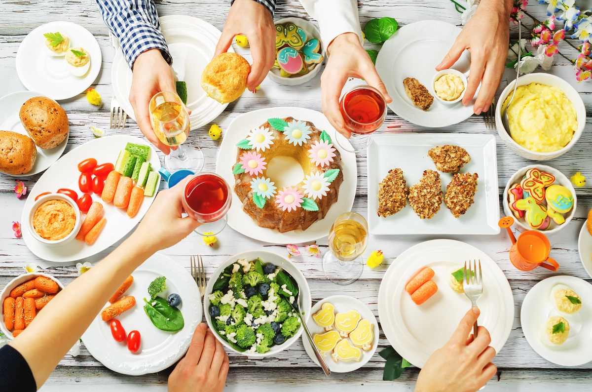 Spring Easter main dish celebration friend concept